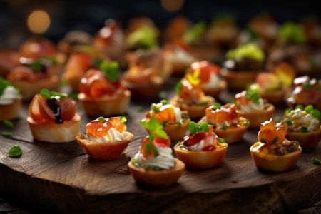 different types of catering canapes on buffet : Generative AIの素材