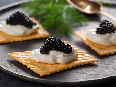 canape with fish cheese and caviar : Generative AIの素材