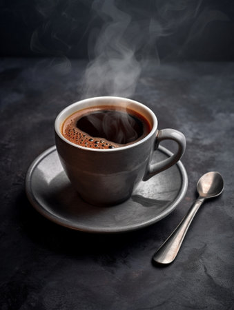 cup of coffee on a gray background : Generative AIの素材