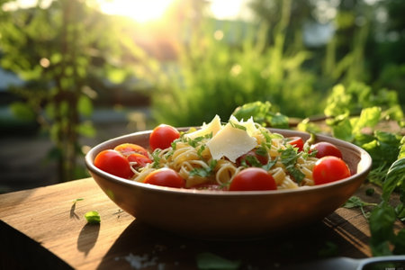 bowl of fresh summer tomato and cheese salad : Generative AIの素材