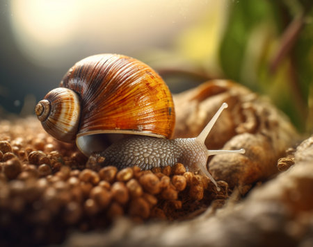 macro of vineyard snails : Generative AIの素材