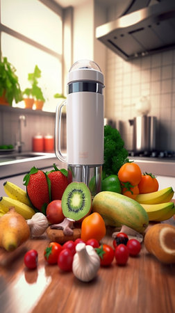 fruit and vegetables in a blender : Generative AIの素材