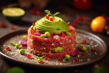 salad of fresh tuna avocado and spices : Generative AIの素材