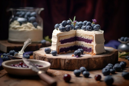 cake with biscuits blueberries and cheese : Generative AIの素材