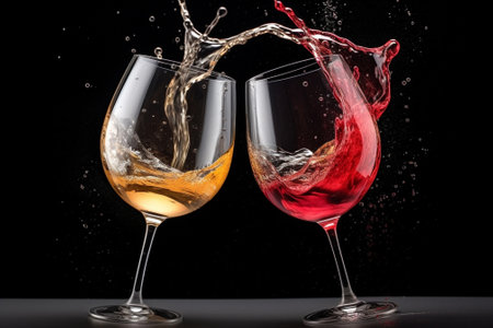 pouring red and white wines : Generative AIの素材