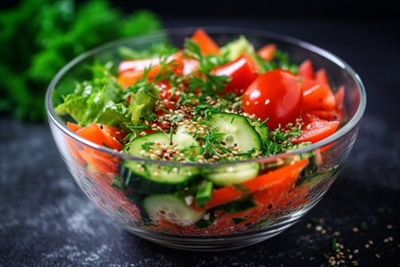 healthy salad with fresh vegetables : Generative AIの素材
