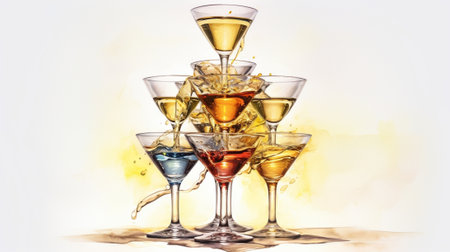 stacked empty wine glasses : Generative AIの素材