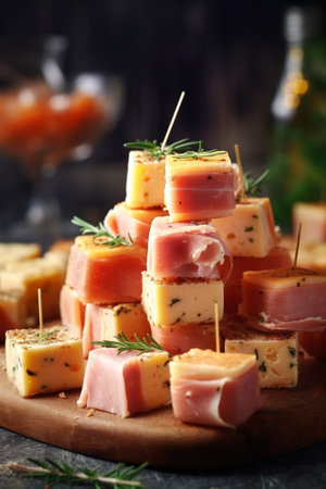 ham on a stick with cheese : Generative AIの素材