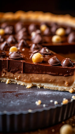 chocolate tart with nuts and pistachio : Generative AIの素材