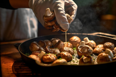 mushrooms on the grill : Generative AIの素材