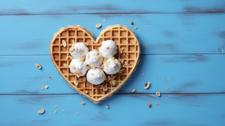 sweet honeycomb and wooden drizzler on white love wafer : Generative AIの素材