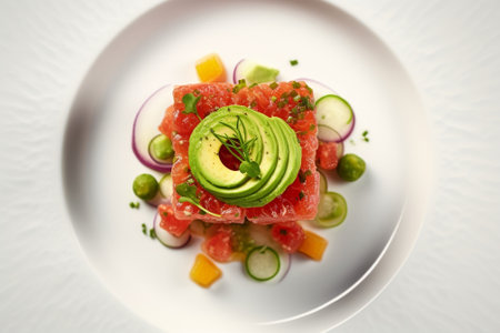tuna tartar with avocado : Generative AIの素材