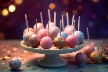 Cake pops on a dark and green background : Generative AIの素材