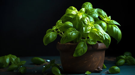 Fresh aromatic basil herbs : Generative AIの素材