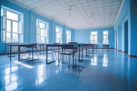 Belgrade 23092020 School classroom in blur background without student in Belgrade September : Generative AIの素材
