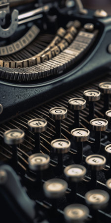 Details of an old retro typewriter vintage style dusty surfaces : Generative AIの素材