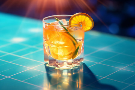 Cocktail with orange juice and ice cubesTequila sunrise : Generative AIの素材