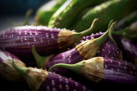 Heap of fresh eggplants : Generative AIの素材