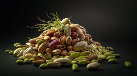 Sprouts Vegetarian Food and Flax Seeds : Generative AIの素材