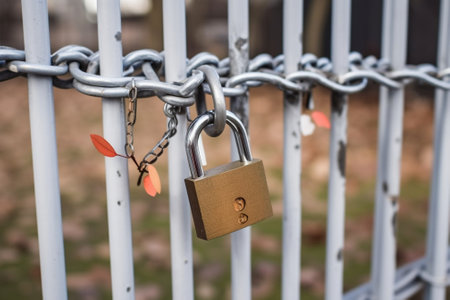 a silver padlock on a metal stick : Generative AIの素材