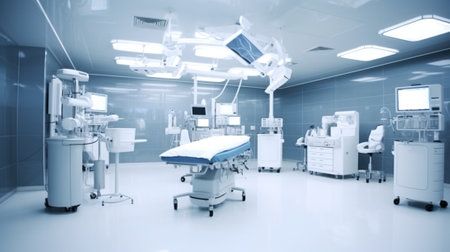 Medical light at the white operation room Copy space : Generative AIの素材