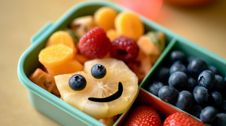 Healthy and fun food for kidsporridge with fruits and nuts : Generative AIの素材