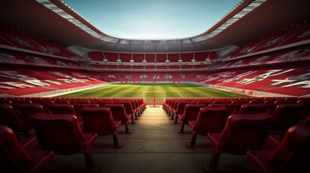 Red and white stadium seats : Generative AIの素材