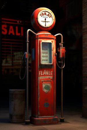 Vintage Red Gasoline Pump : Generative AIの素材