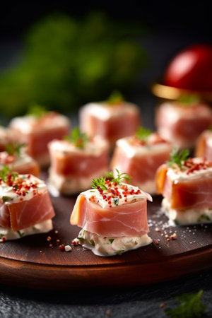 appetizer cheese prosciutto and pepper : Generative AIの素材