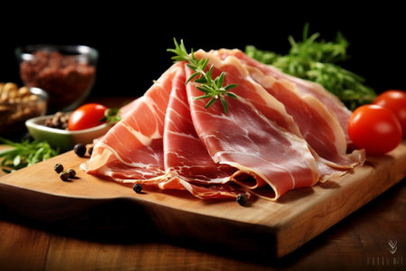 Smoked beef ham on a chopping board : Generative AIの素材