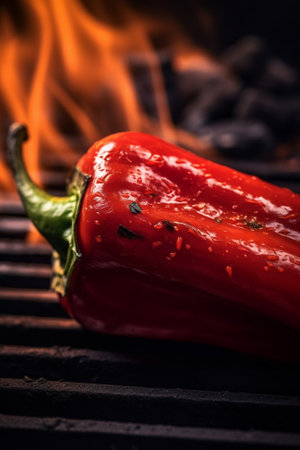 Roasted red pappers on the barbecue : Generative AIの素材