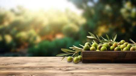different olive fruits on wooden backgrounds : Generative AIの素材