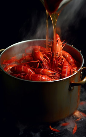 cooked lobster in a pot : Generative AIの素材