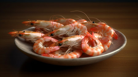 shrimps on a plate : Generative AIの素材
