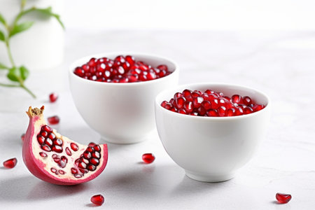 pomegranate in bowl isolated on white : Generative AIの素材