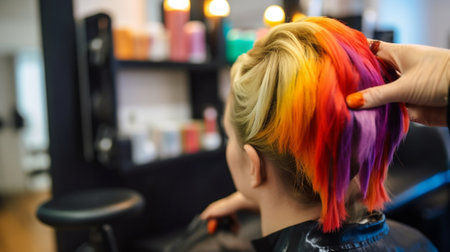 coloring hair in hair salon : Generative AIの素材
