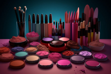 colorful makeup collection for creative visage : Generative AIの素材