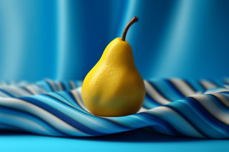 pear on a blue background : Generative AIの素材