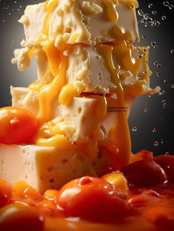 orange and white cheese with mold and hot pepper : Generative AIの素材