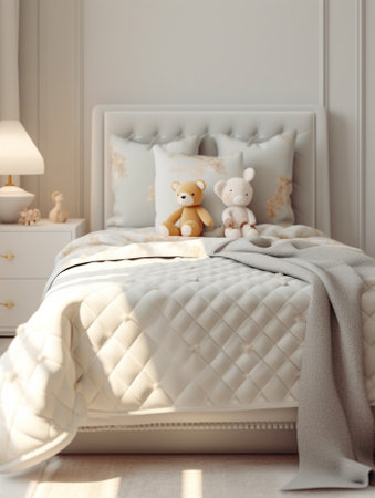 Bed and pillow set with bed runner : Generative AIの素材