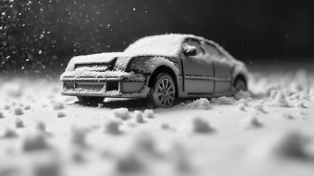 Car covered with fresh snow : Generative AIの素材