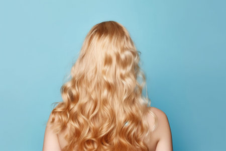 Curly hairdressing for long girls hair View from the back Focus is at the hair Copy space : Generative AIの素材