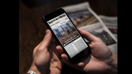 Cell phone and stack of newspapers : Generative AIの素材