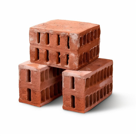 Old red brick isolated on white background : Generative AIの素材