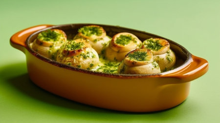 Tasty dish with cheeseeggplantparsley and olive oil : Generative AIの素材