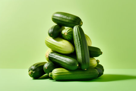 Pile of fresh green cucumbers : Generative AIの素材