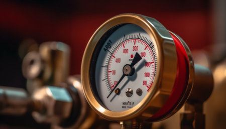 Pressure gauge measuring instrument close up Hydraulic pressure gauges installed on hydraulic equipment : Generative AIの素材