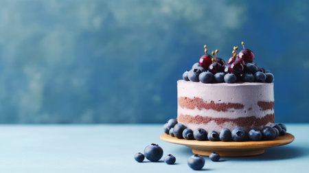 Sweet dessert with apples blueberries and cranberries on a green background : Generative AIの素材