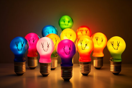 colorful light bulbs : Generative AIの素材