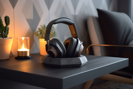 Wireless speaker with headphones : Generative AIの素材